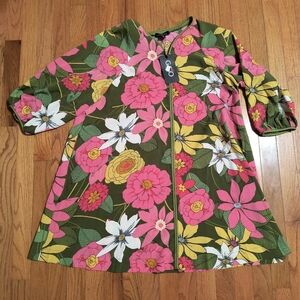 GIGIO Floral  MOD Long-Sleeve A-Line Dress in Olive & Pink. Total Of 3 Dresses